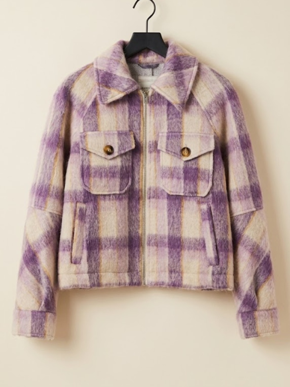 Avec Les Filles Plaid Zip-Front Jacket XS